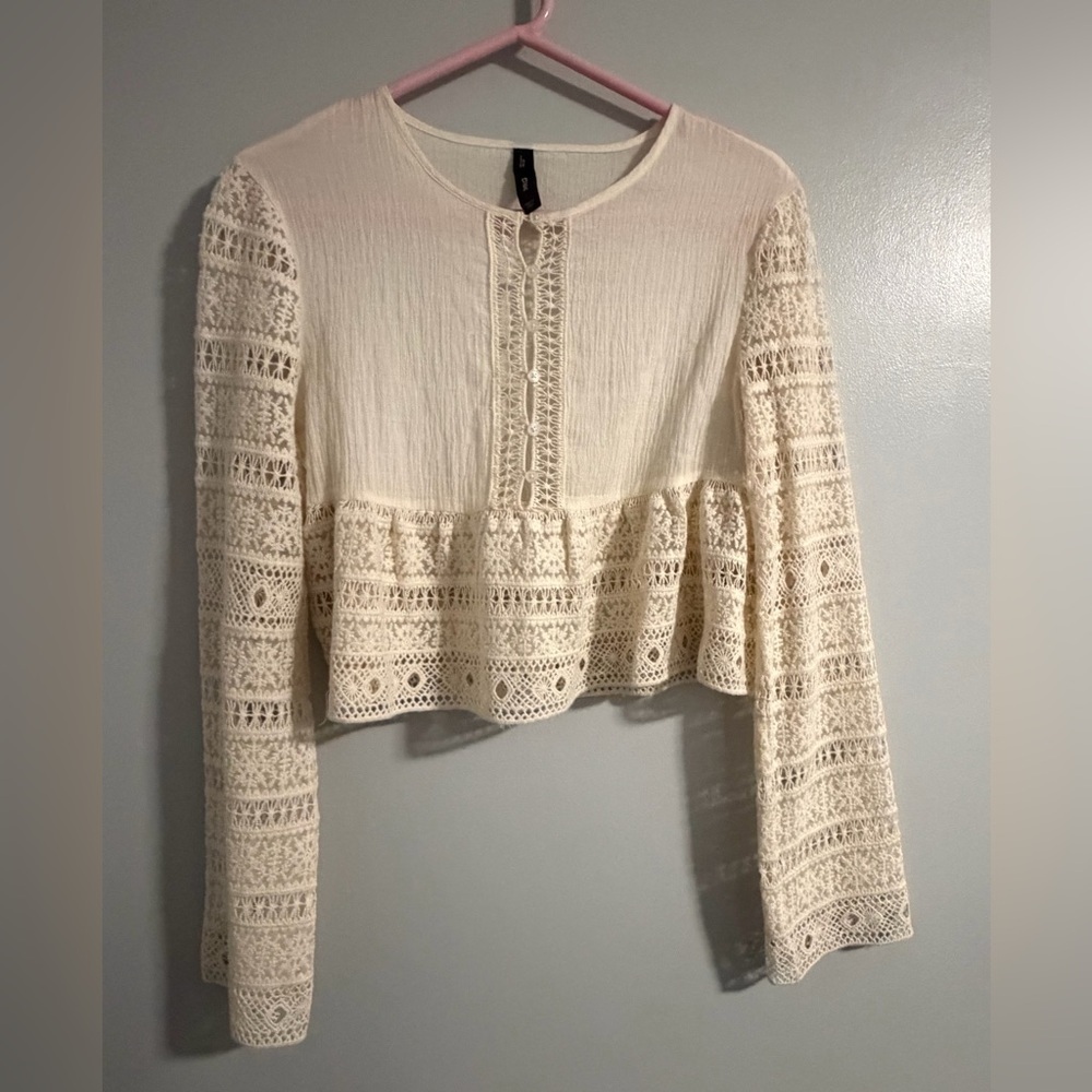 Mango Cream Lace Detail Blouse - Picture 2 of 11